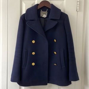 J Crew Wool Pea Coat Navy 00P